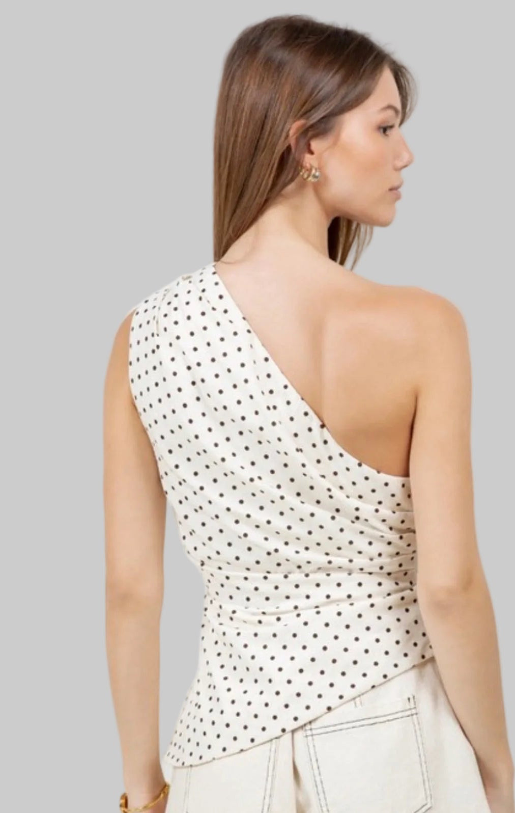 POLKA DOT ONE SHOULDER TOP