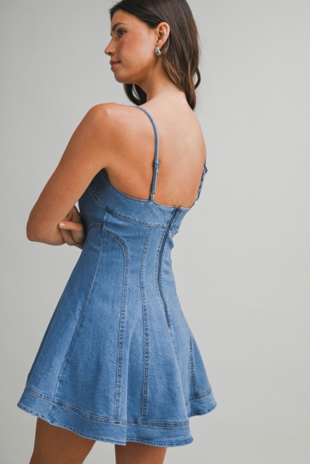 DENIM A-LINE MINI DRESS