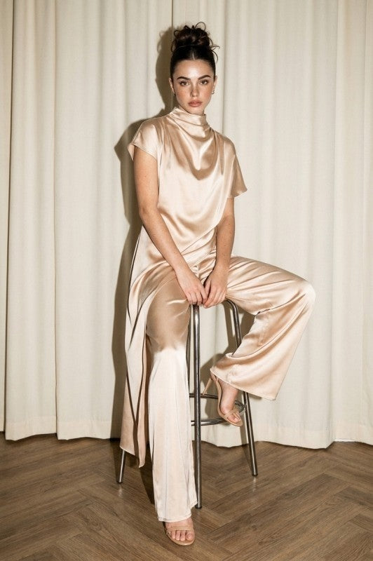 SATIN DRAPE NECK TUNIC & PANTS SET – Catalina Puerto Rico