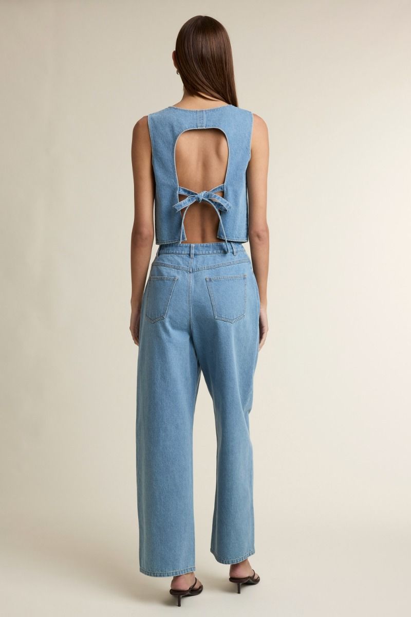 DENIM CROP TOP & WIDE LEG SET