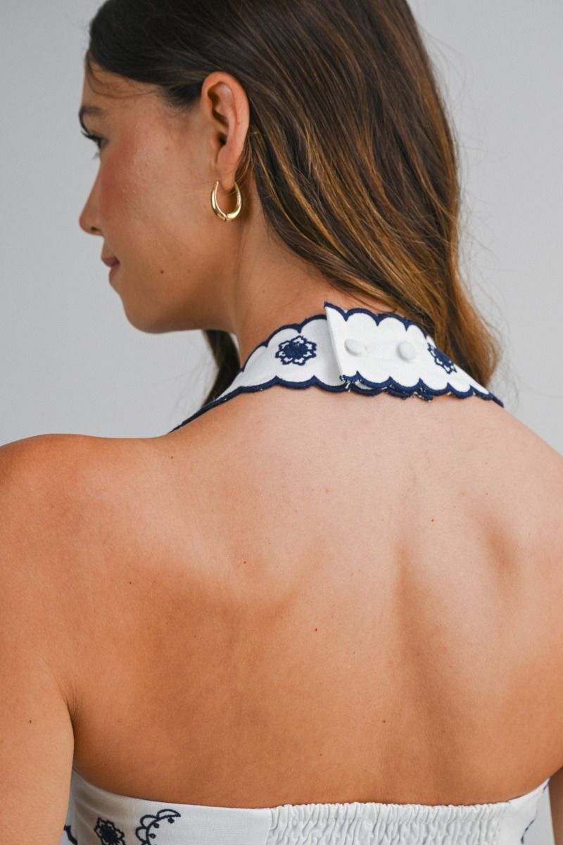 EMBROIDERED HALTER SHORT SET