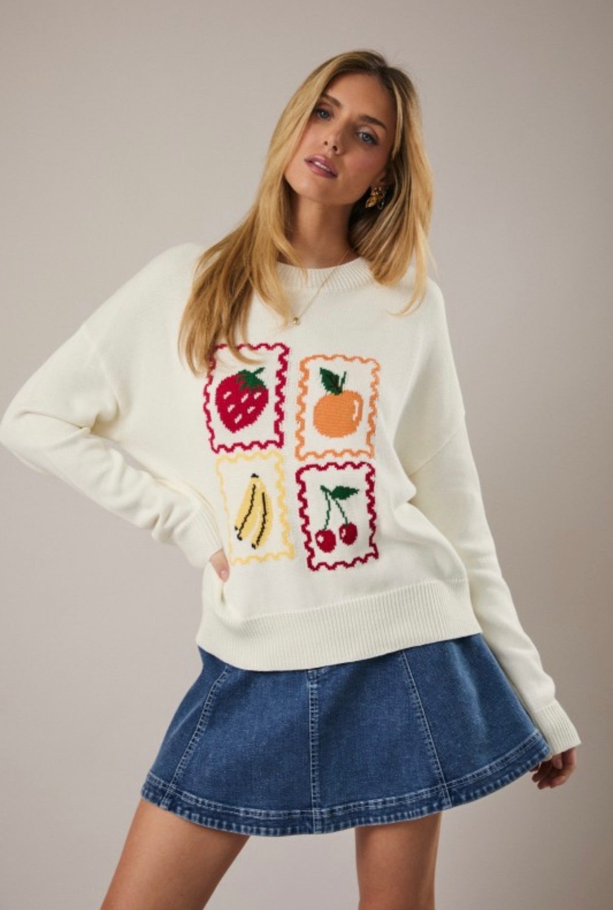 FRUIT PATCH KNIT SWEATER