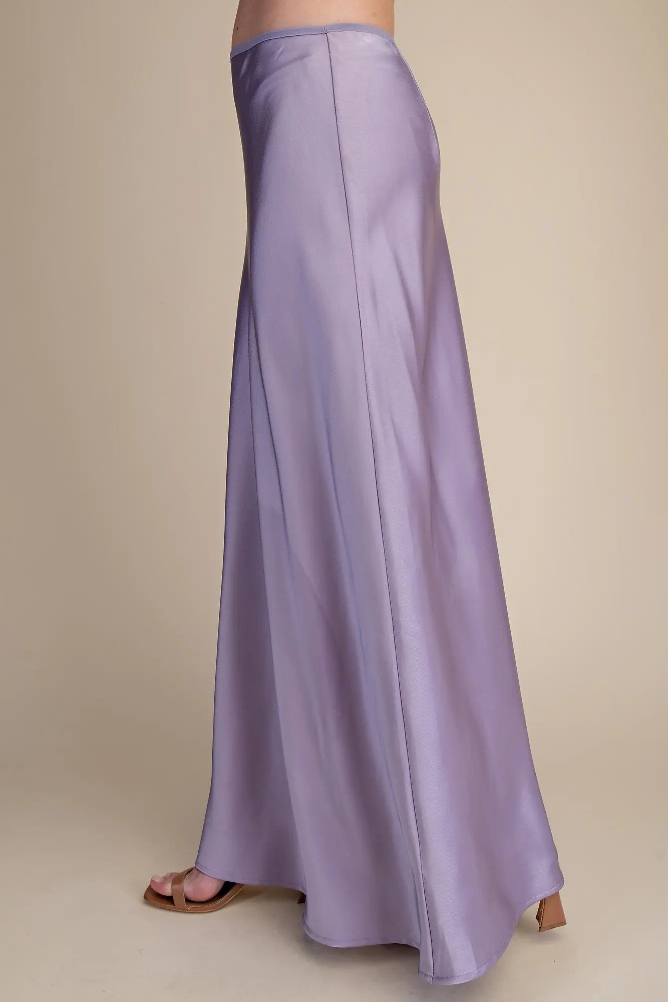 LAVENDER SATIN MAXI SKIRT SET