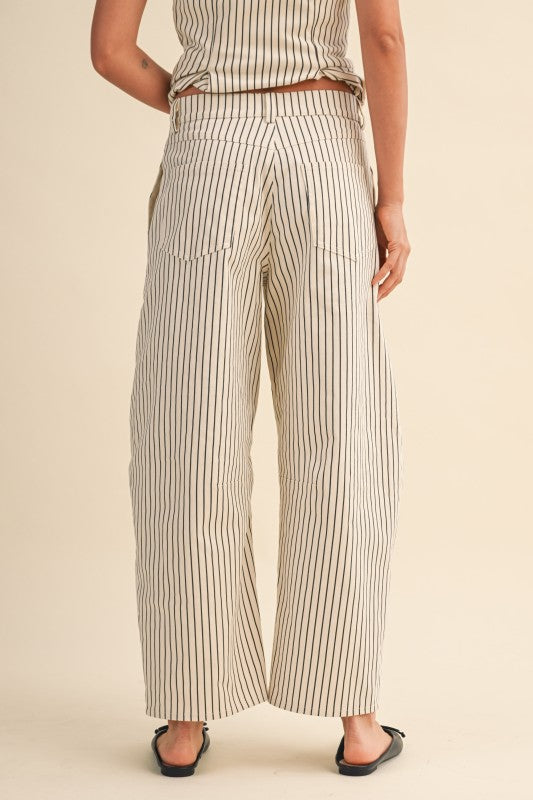 STRIPED STRAPLESS PEPLUM PANTS SET