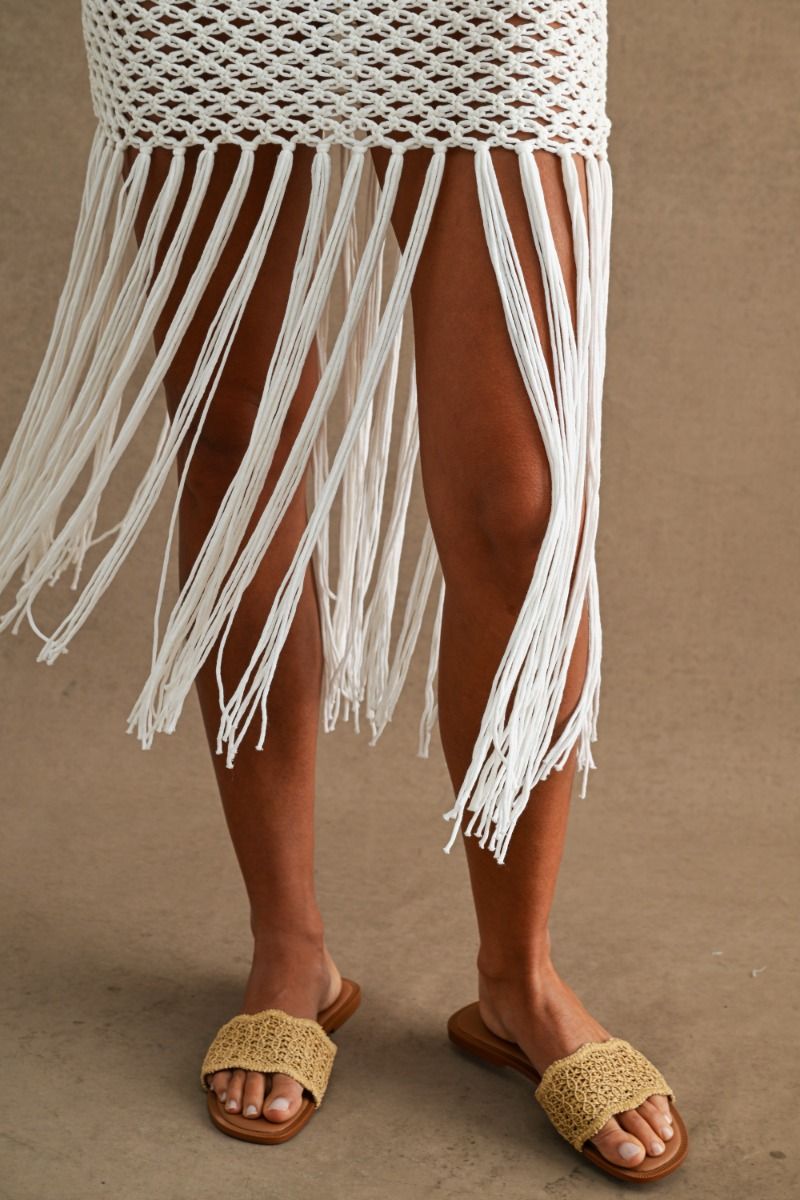 FRINGE CROCHET MIDI DRESS