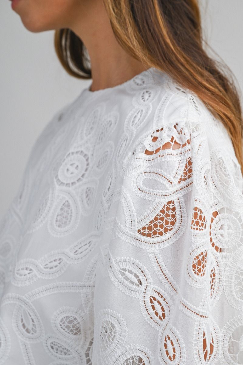 IVORY BLOOM EYELET TOP