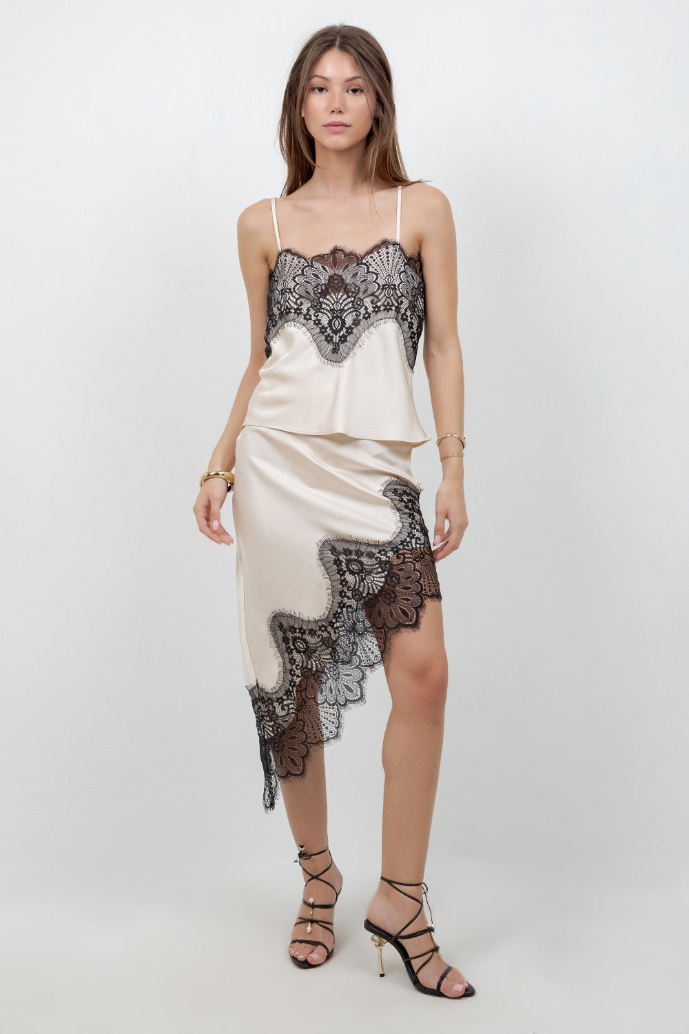 CHAMPAGNE LACE SATIN CAMI