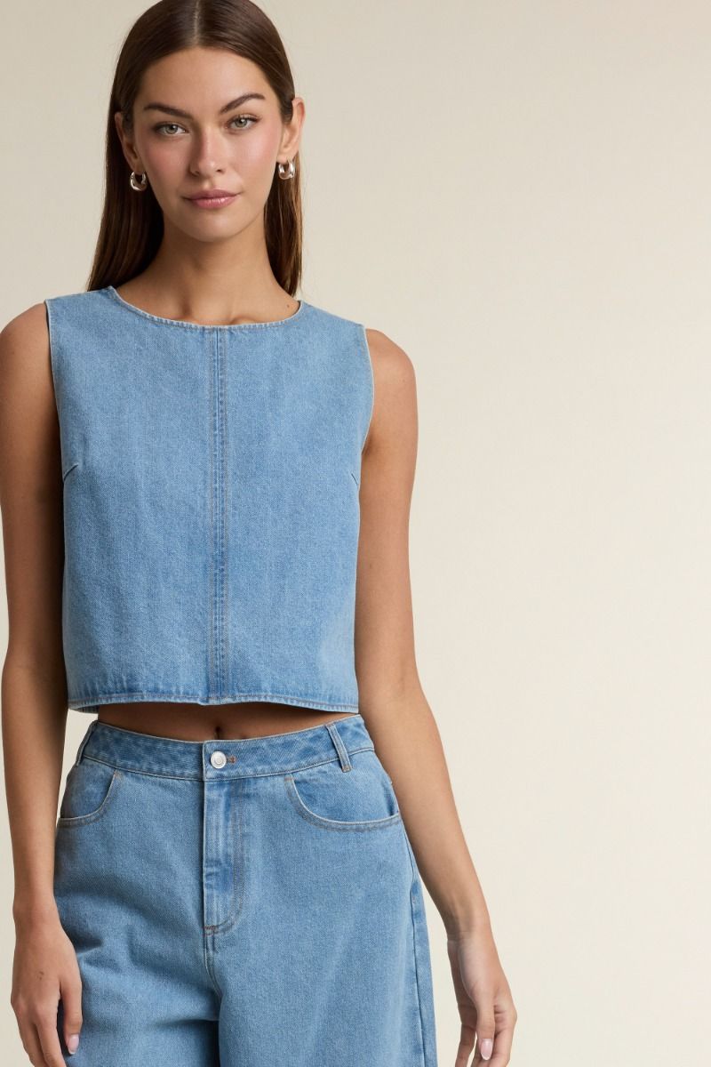 DENIM CROP TOP & WIDE LEG SET