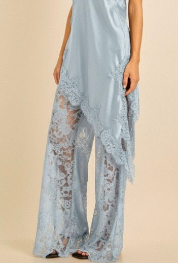 SATIN LACE TRIM CAMI & PANTS SET