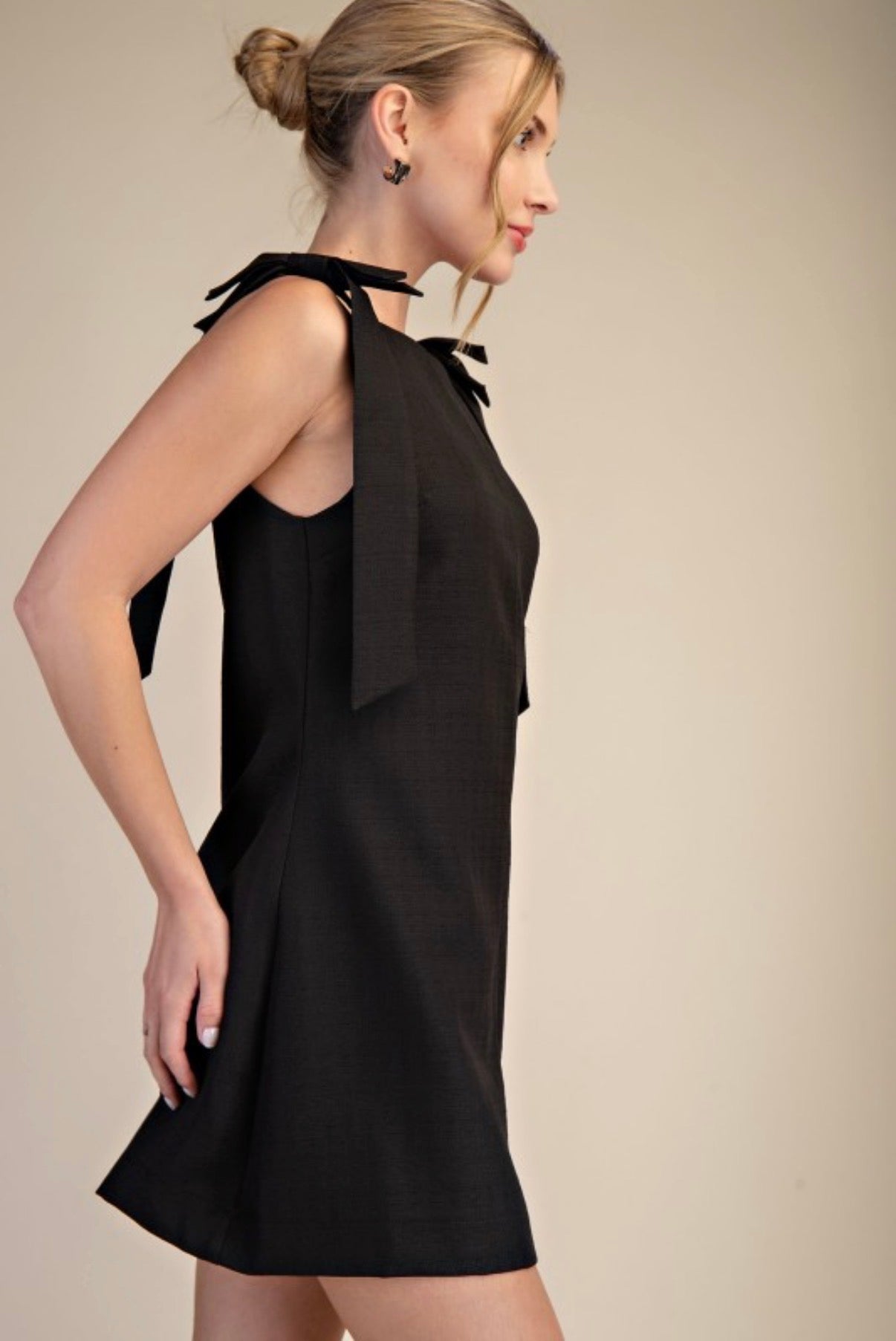 BLACK TIE MINI DRESS