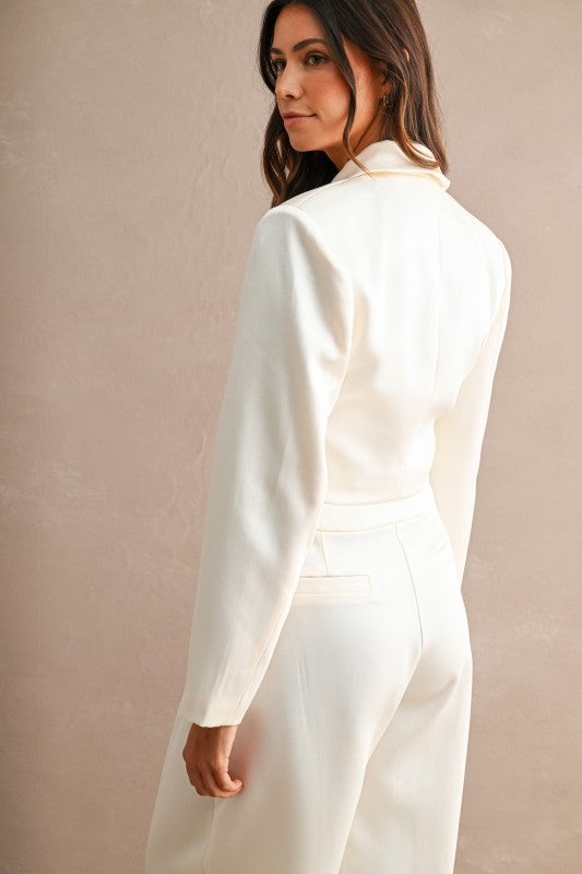 SATIN CROPPED BLAZER & BALLOON PANT SET