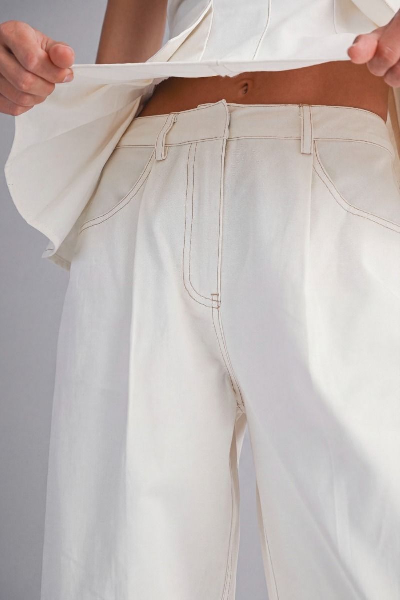 WHITE DENIM PEPLUM SET