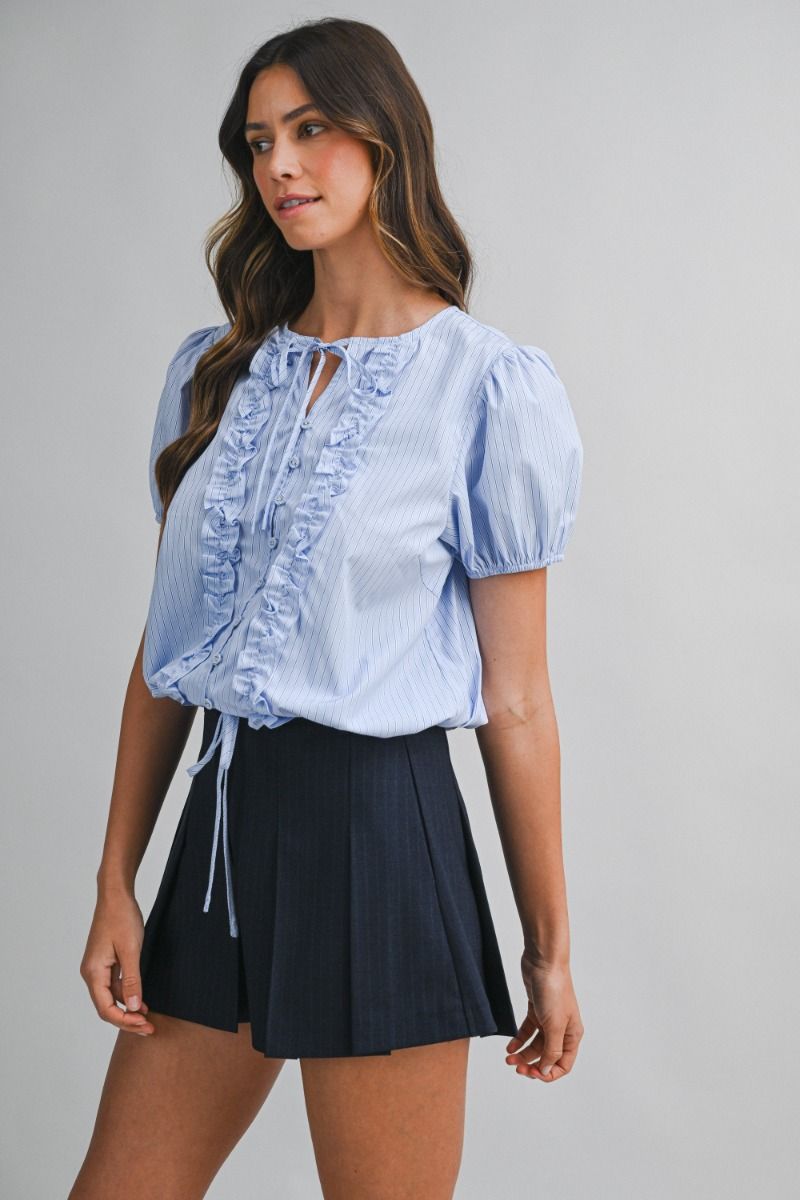 SKYLINE RUFFLE STRIPE BLOUSE