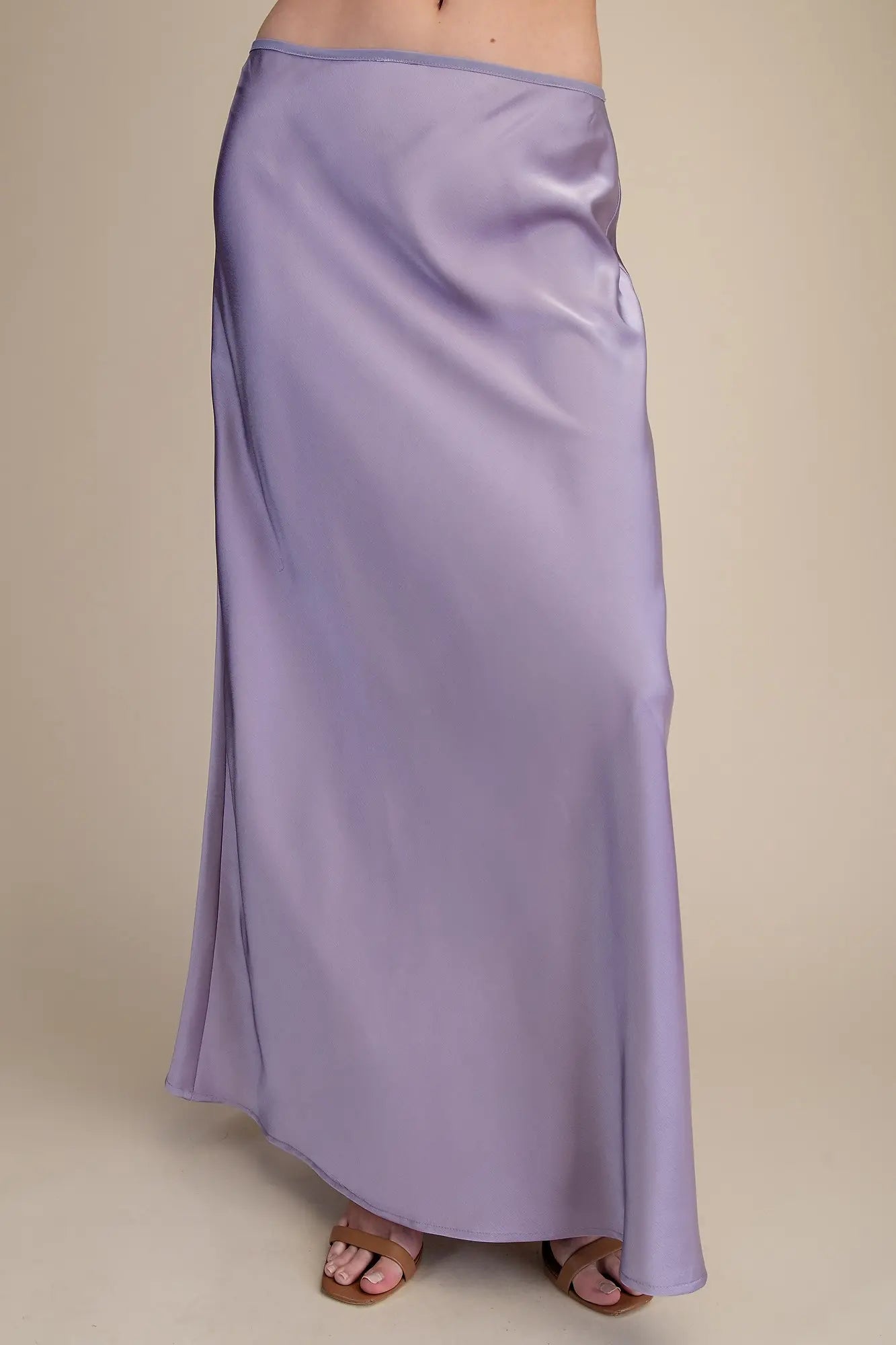 LAVENDER SATIN MAXI SKIRT SET