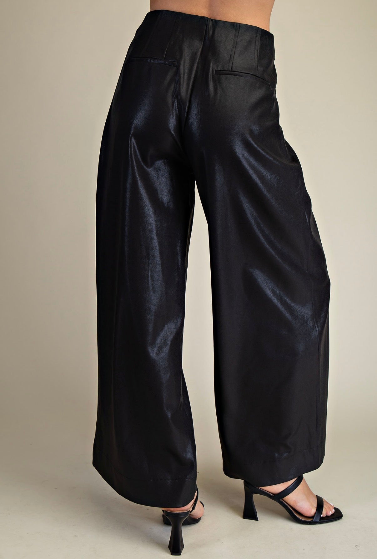 BLACK HIGH WAIST WIDE PANTS