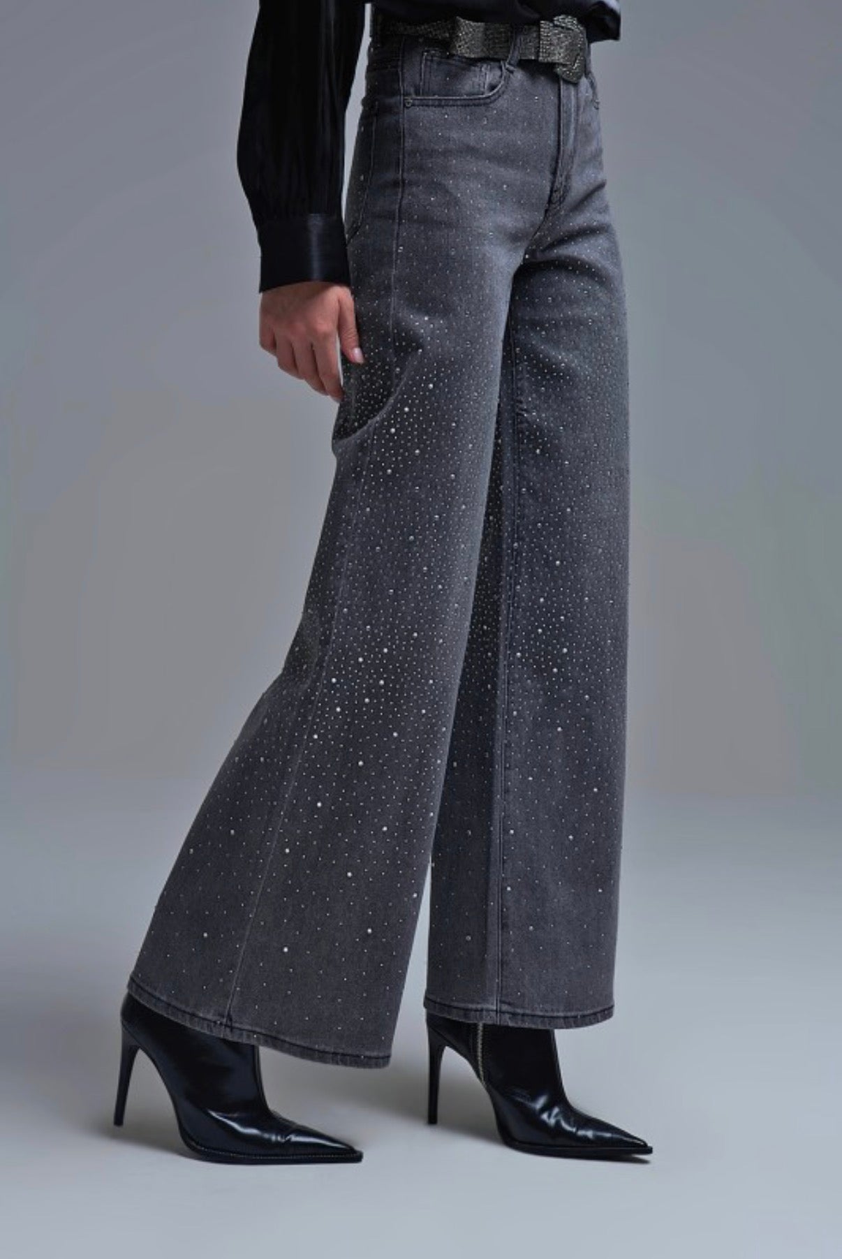 RHINESTONE EMBELLISHED WIDE LEG JEANS – Catalina Puerto Rico
