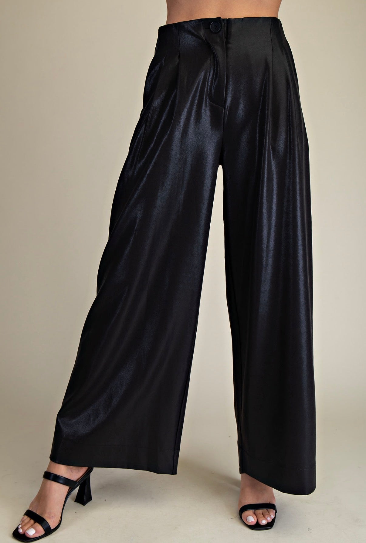 BLACK HIGH WAIST WIDE PANTS