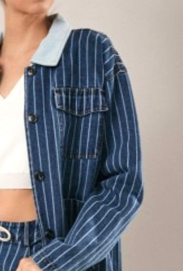 STRIPED DENIM BARN JACKET