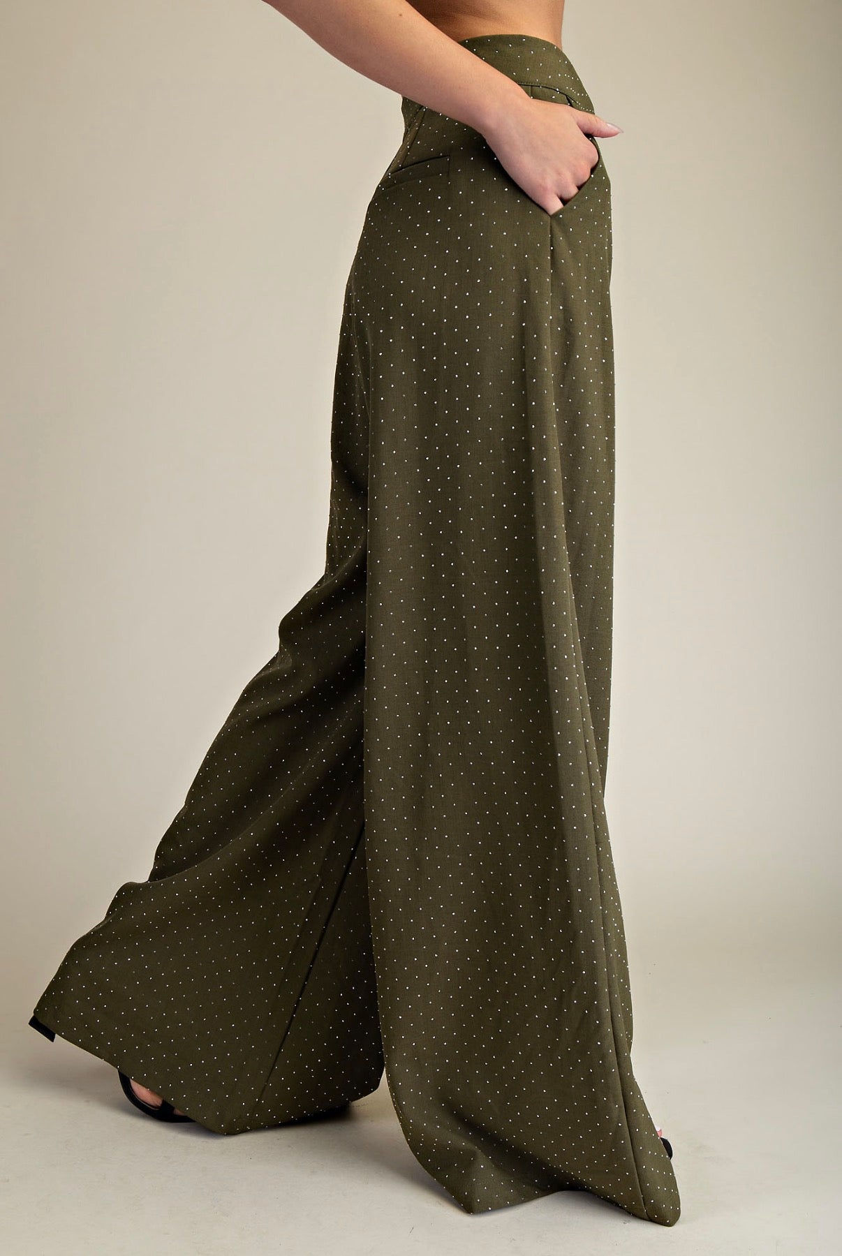 OLIVE HIGH-WAIST WIDE PANTS