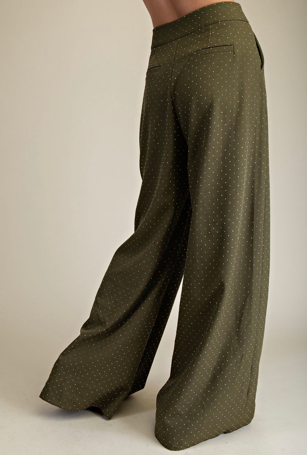 OLIVE HIGH-WAIST WIDE PANTS