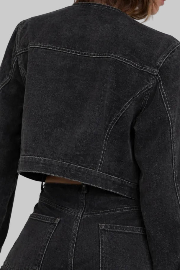 WASHED BLACK ACCENT BUTTON JACKET & PANT SET