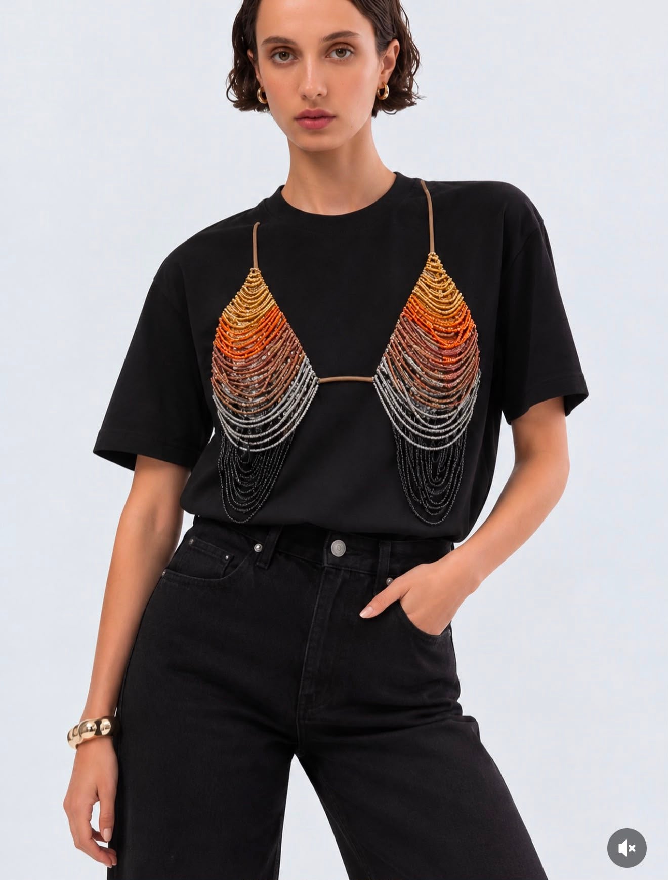 BEADED BRALETTE GRAPHIC TEE