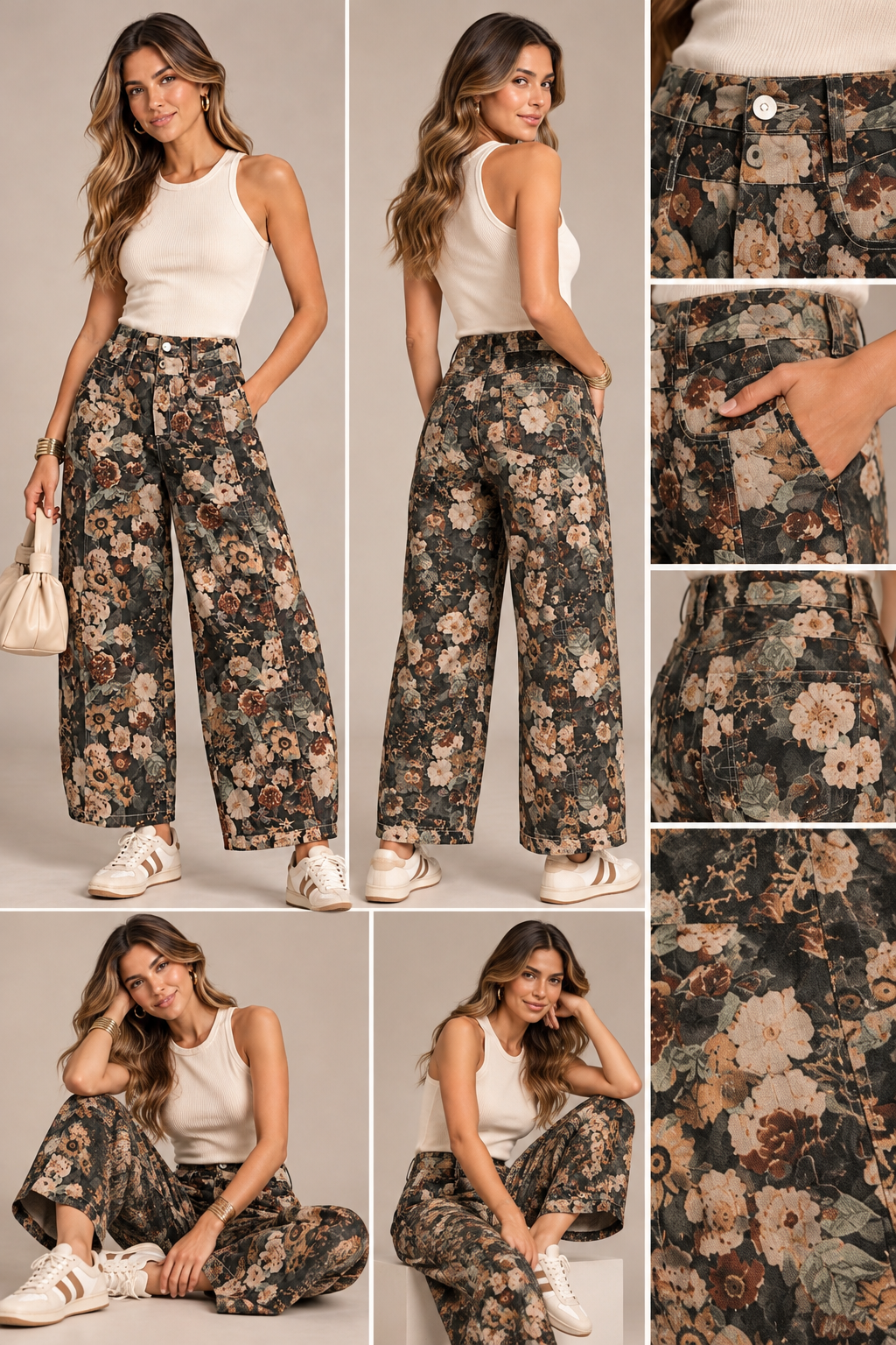 VINTAGE FLORAL BARREL JEANS