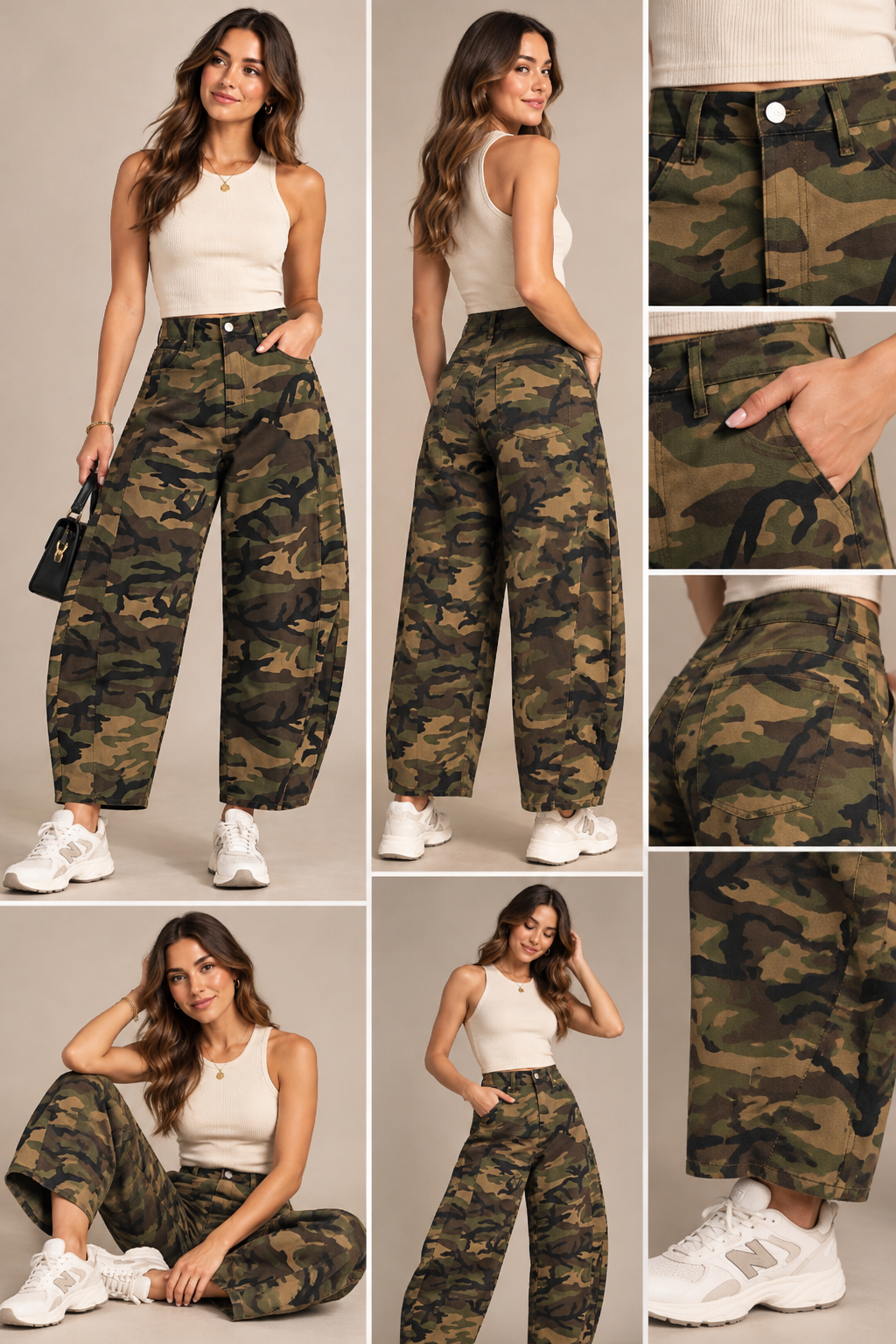 CAMOUFLAGE BARREL JEANS