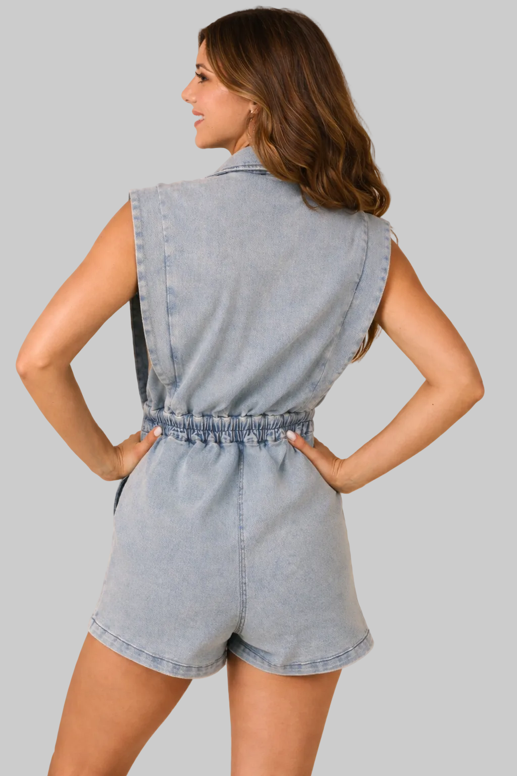 DENIM BLAZER 2FER ROMPER