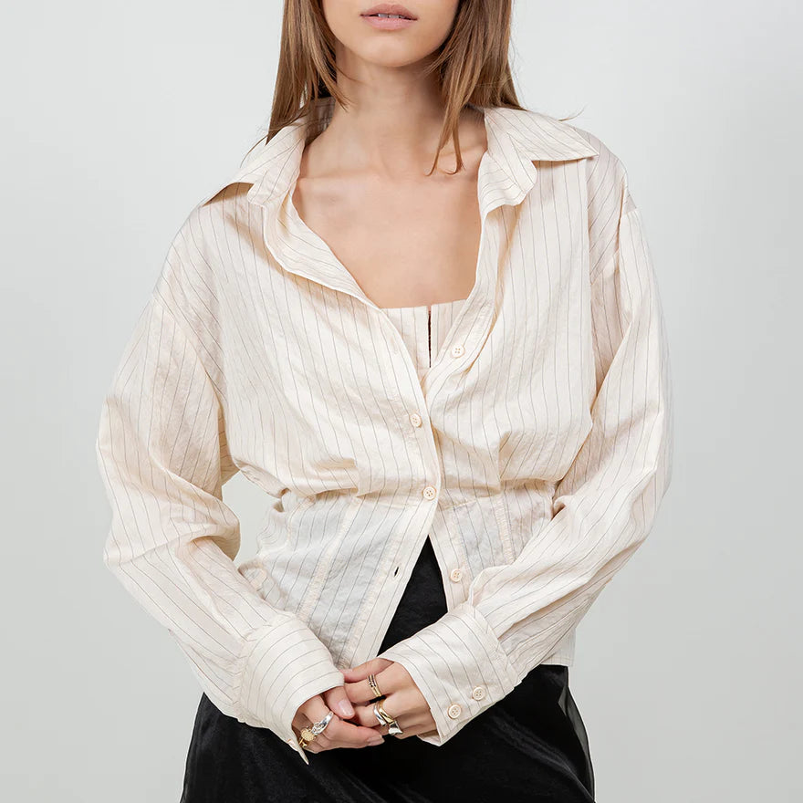 MINI PINSTRIPE DOUBLE INNER CORSET LAYERED SHIRT