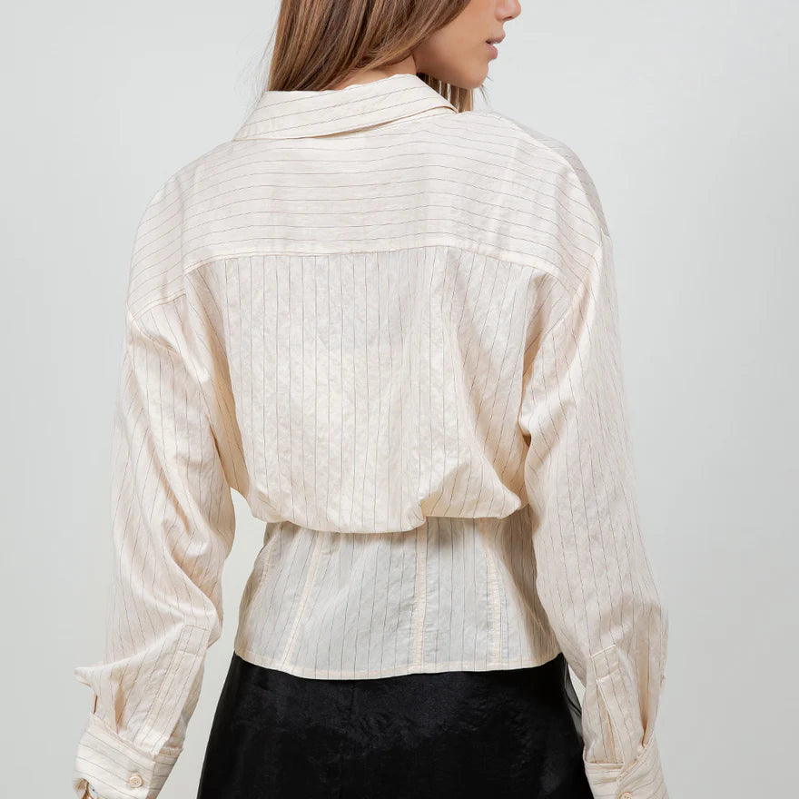MINI PINSTRIPE DOUBLE INNER CORSET LAYERED SHIRT