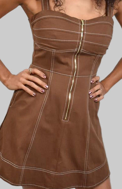 Vestido corto color moca