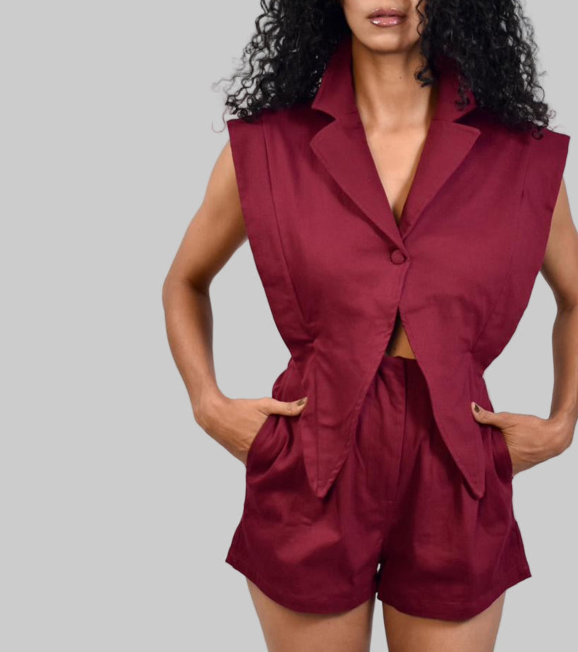 BLAZER STYLE 2FER DENIM ROMPER