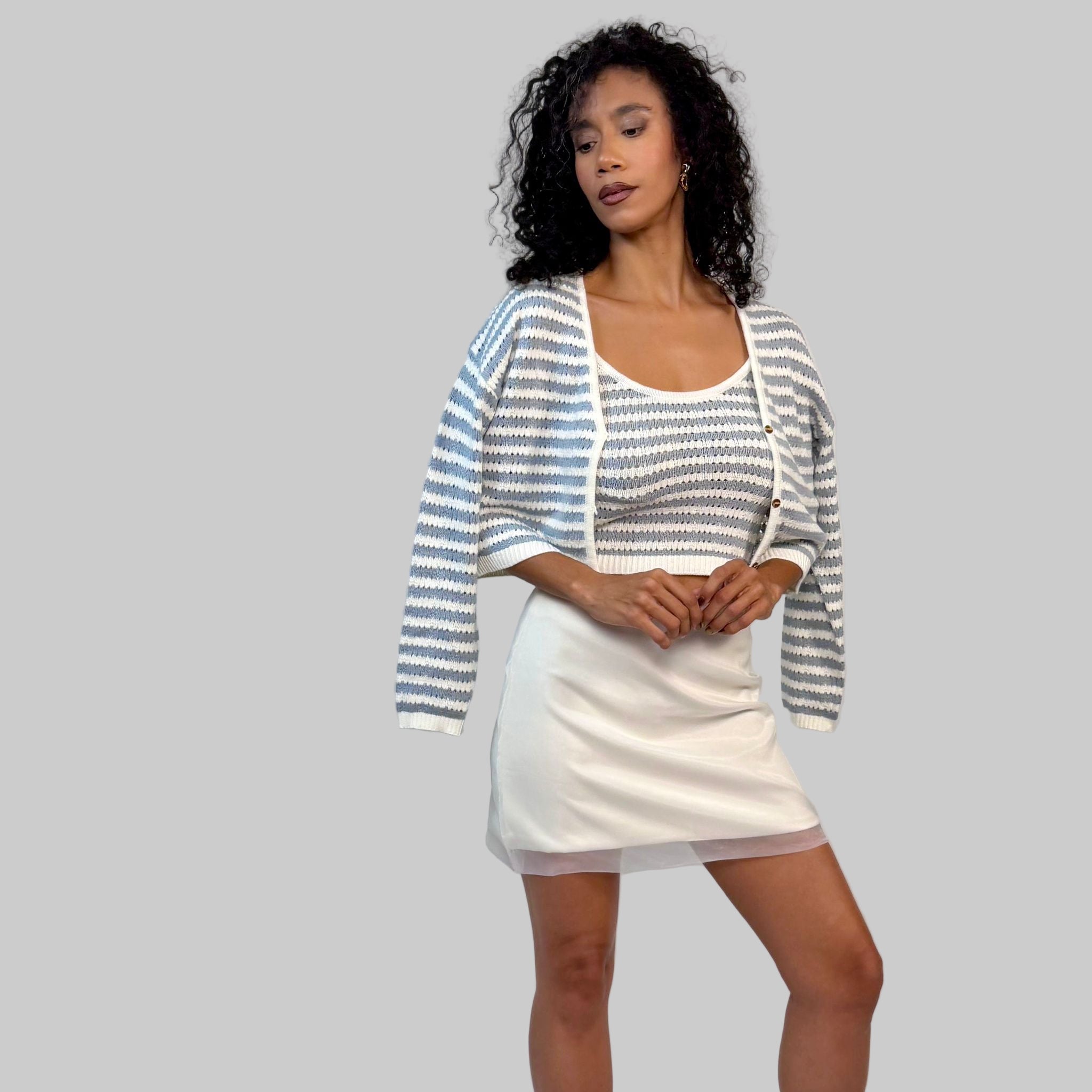 CROCHET KNITTED CARDIGAN + TANK TOP SET