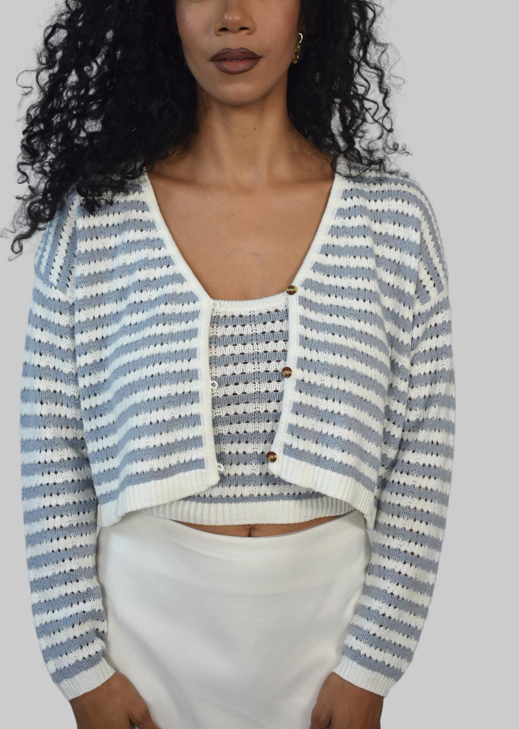 CROCHET KNITTED CARDIGAN + TANK TOP SET