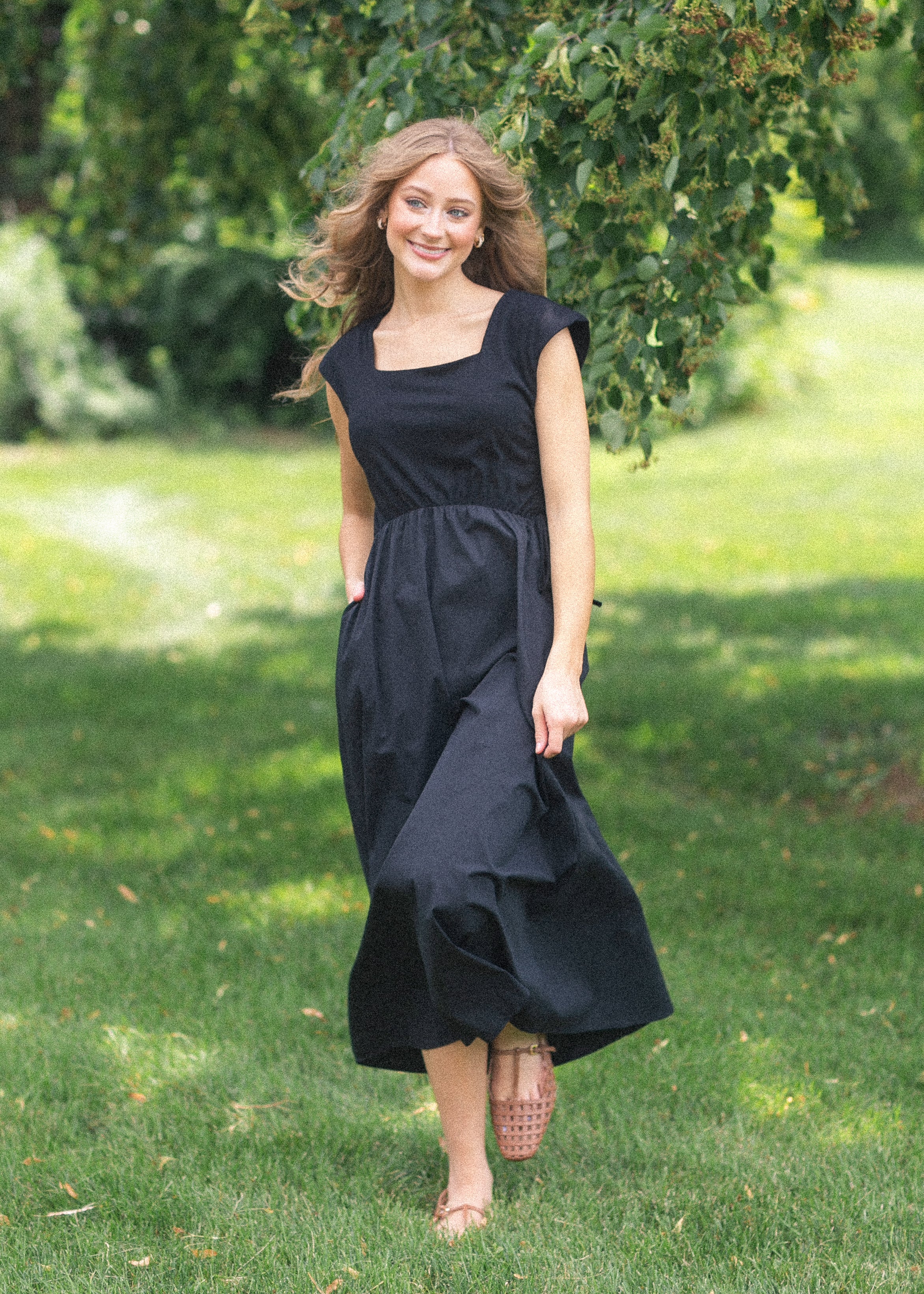 Vestido maxi Eleanor de corte A negro