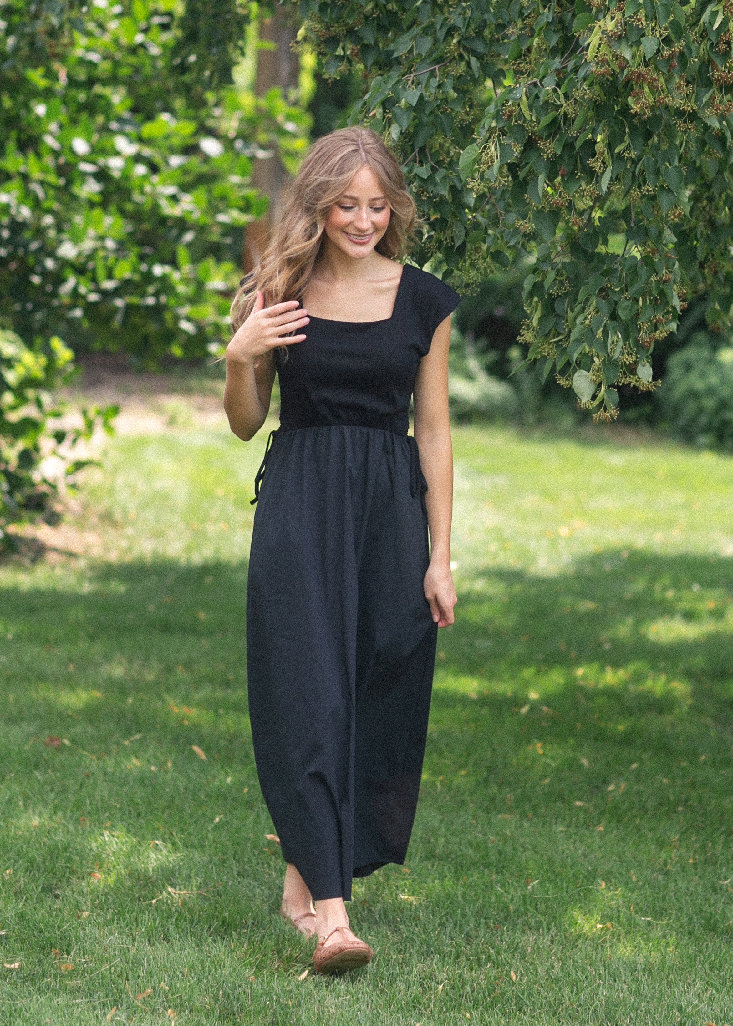 Vestido maxi Eleanor de corte A negro