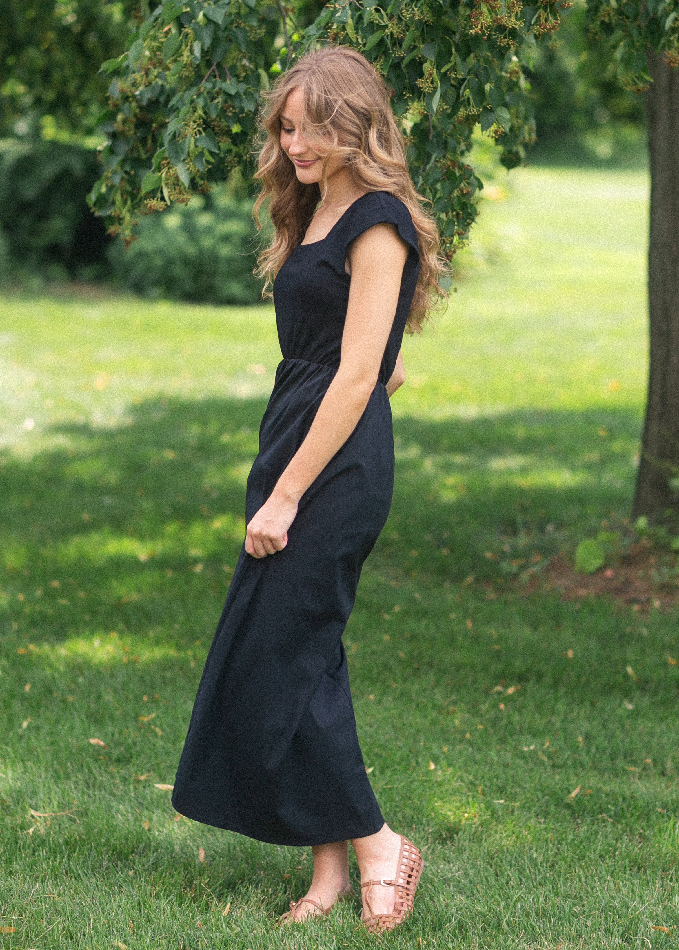 Vestido maxi Eleanor de corte A negro