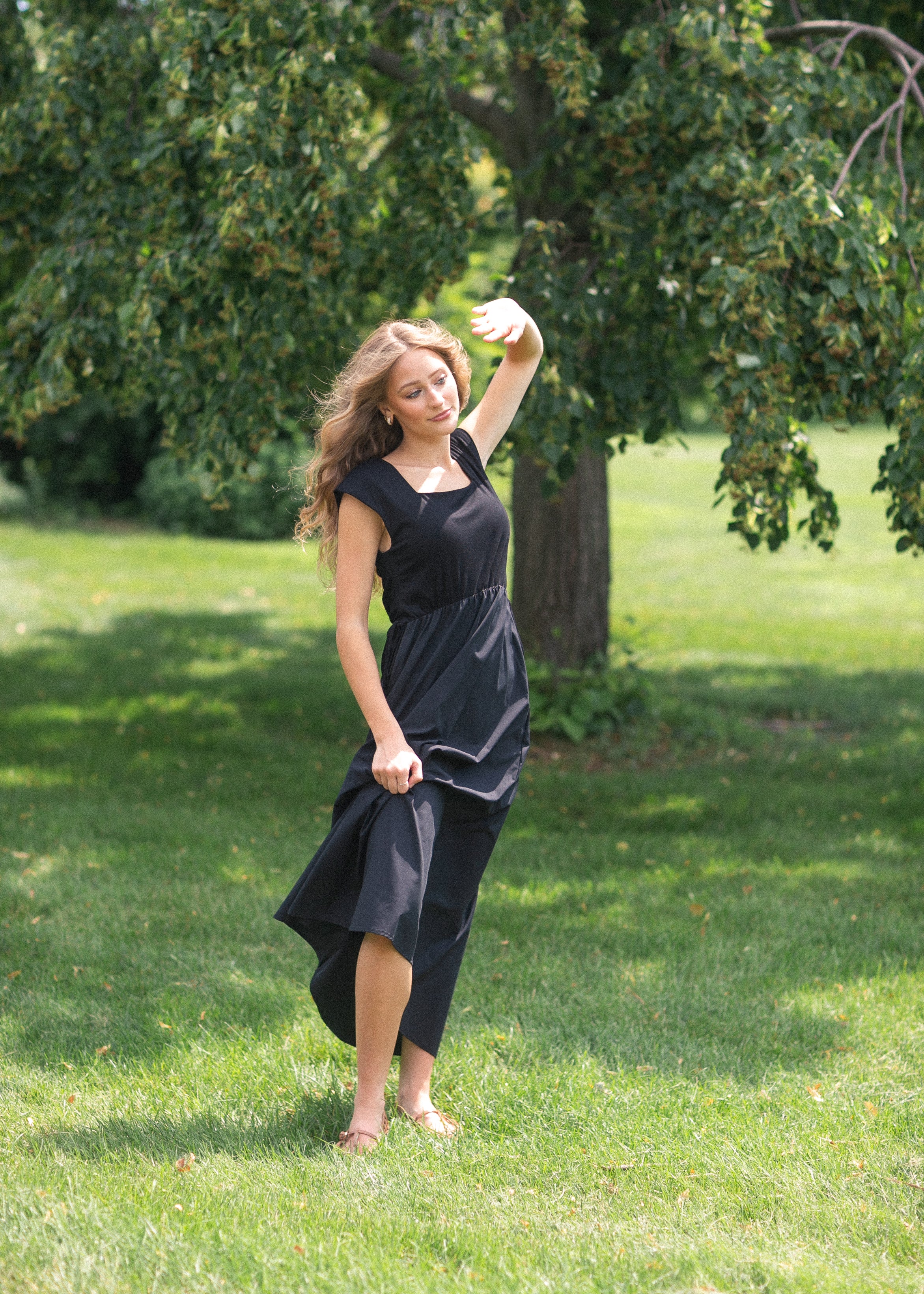 Vestido maxi Eleanor de corte A negro