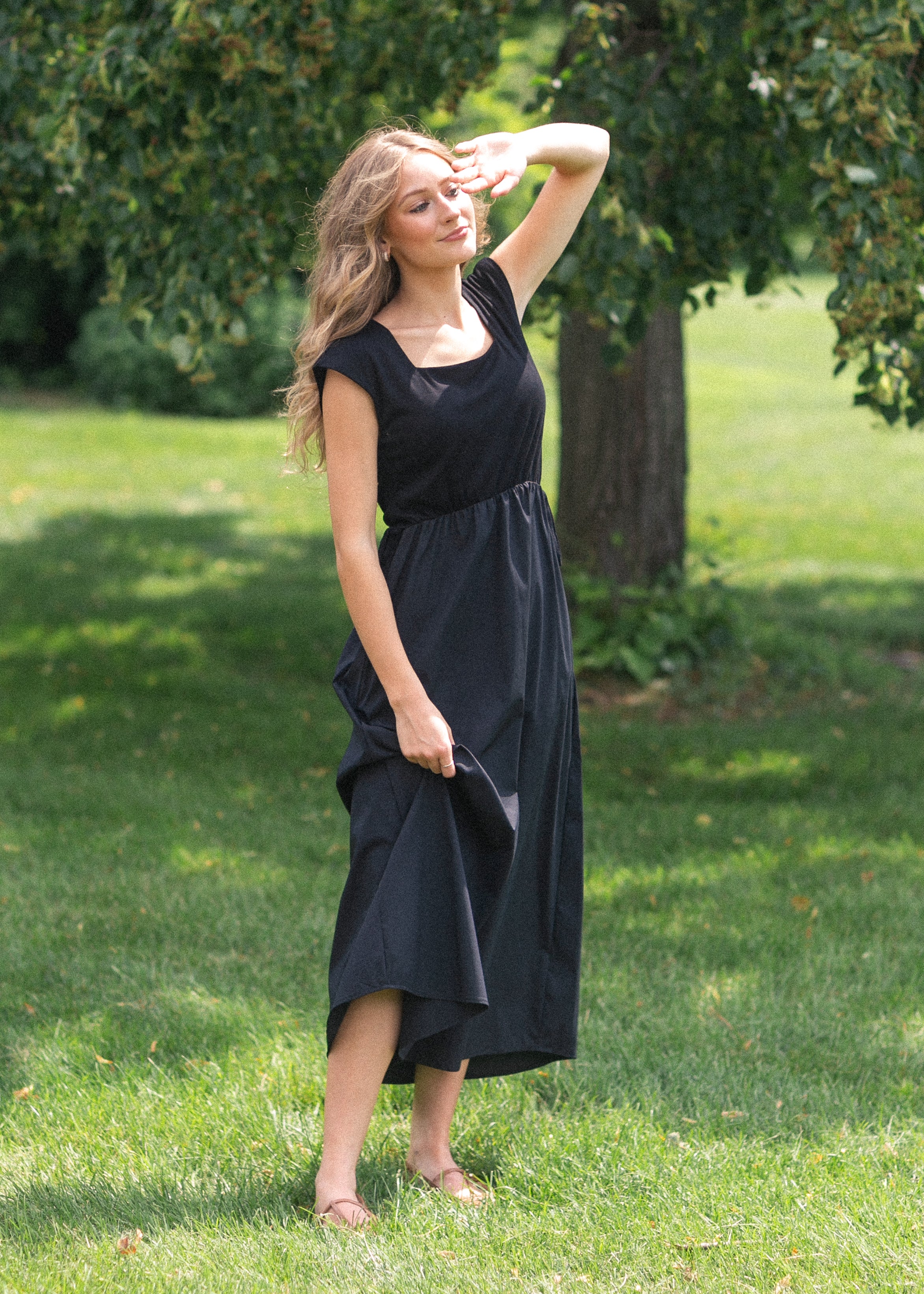 Vestido maxi Eleanor de corte A negro