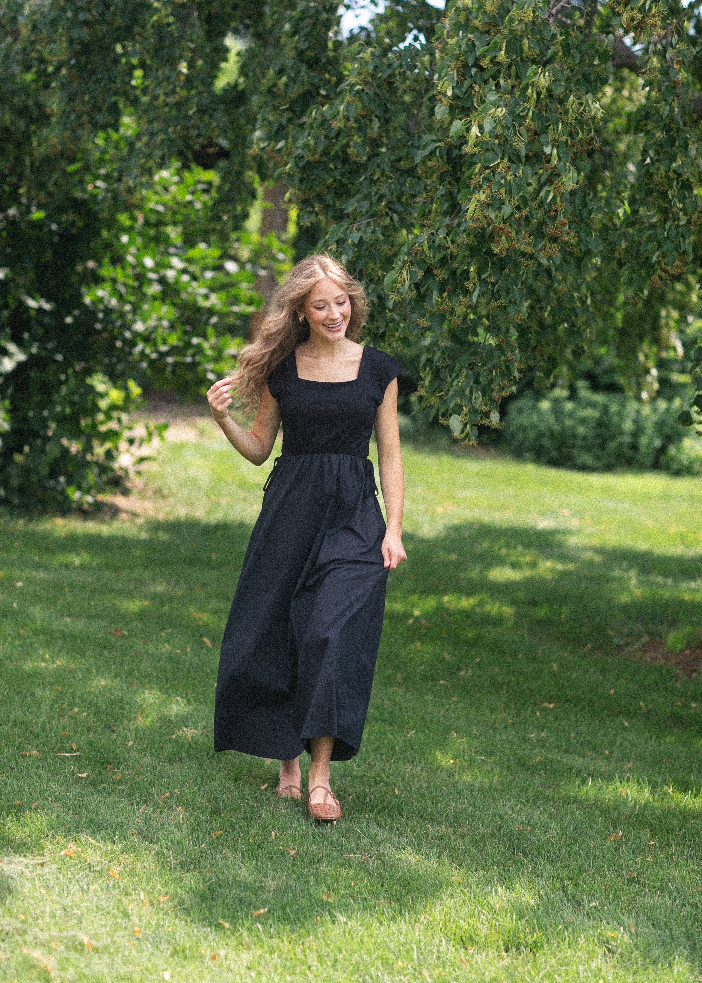 Vestido maxi Eleanor de corte A negro
