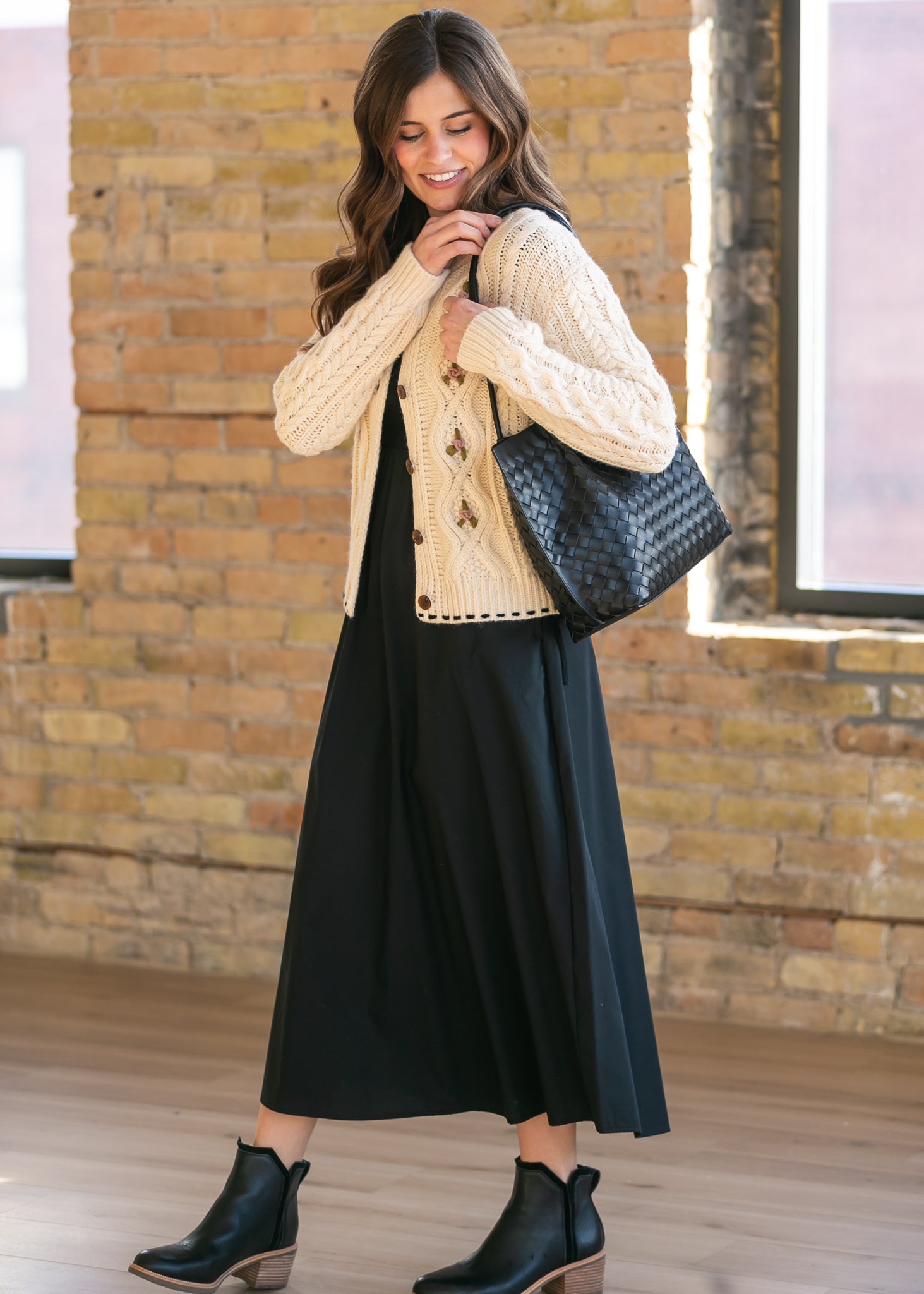 Vestido maxi Eleanor de corte A negro