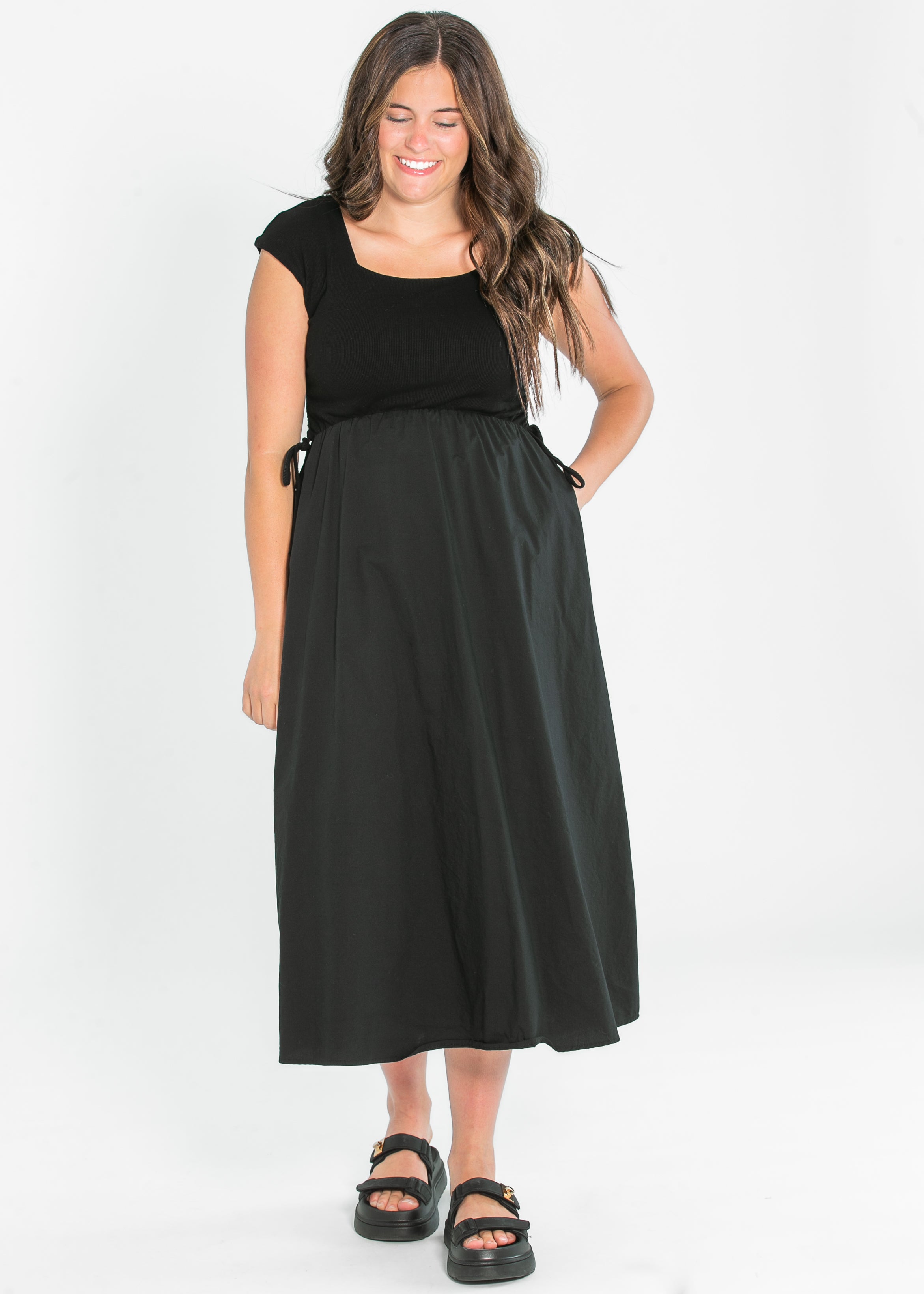Vestido maxi Eleanor de corte A negro