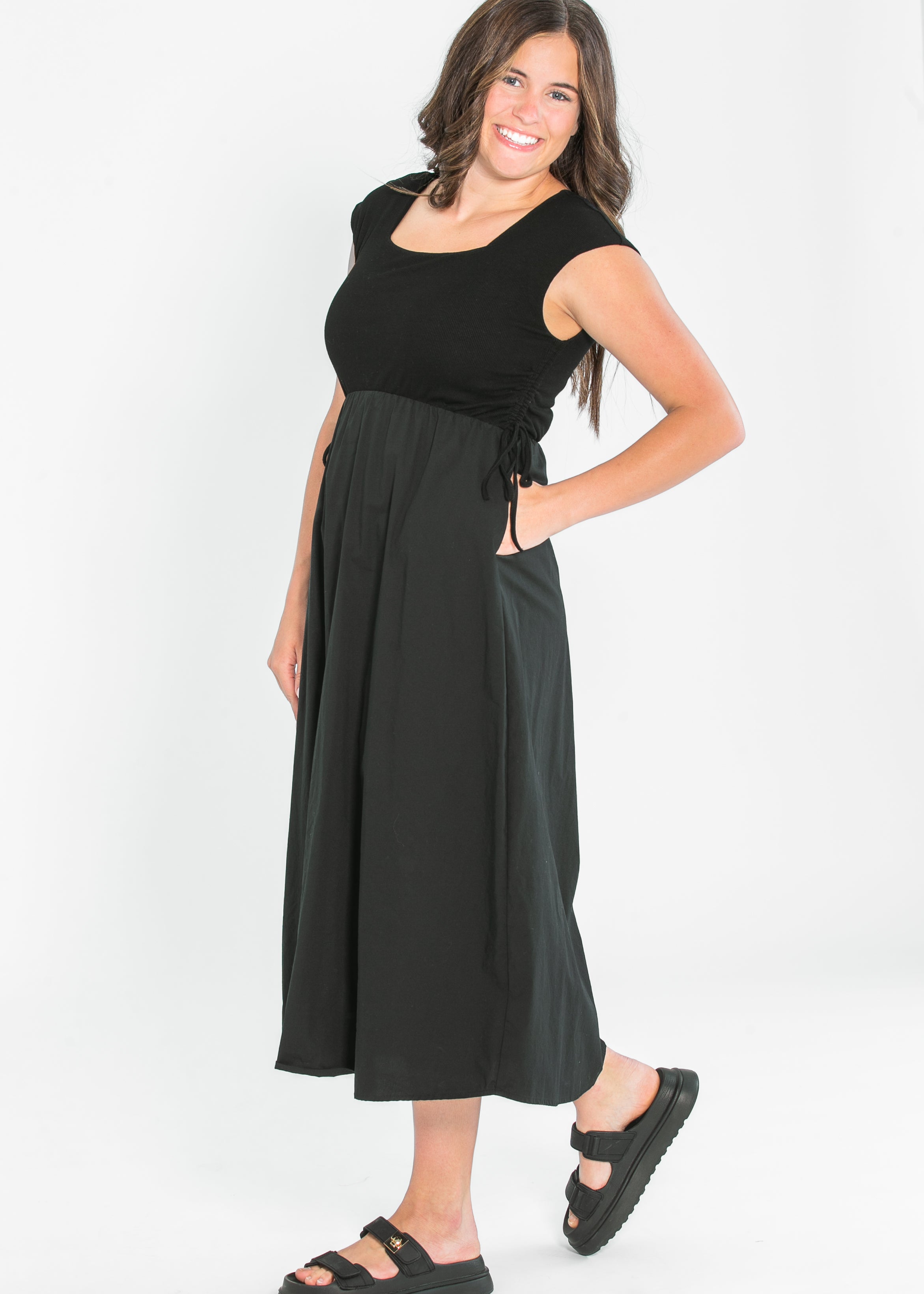 Vestido maxi Eleanor de corte A negro