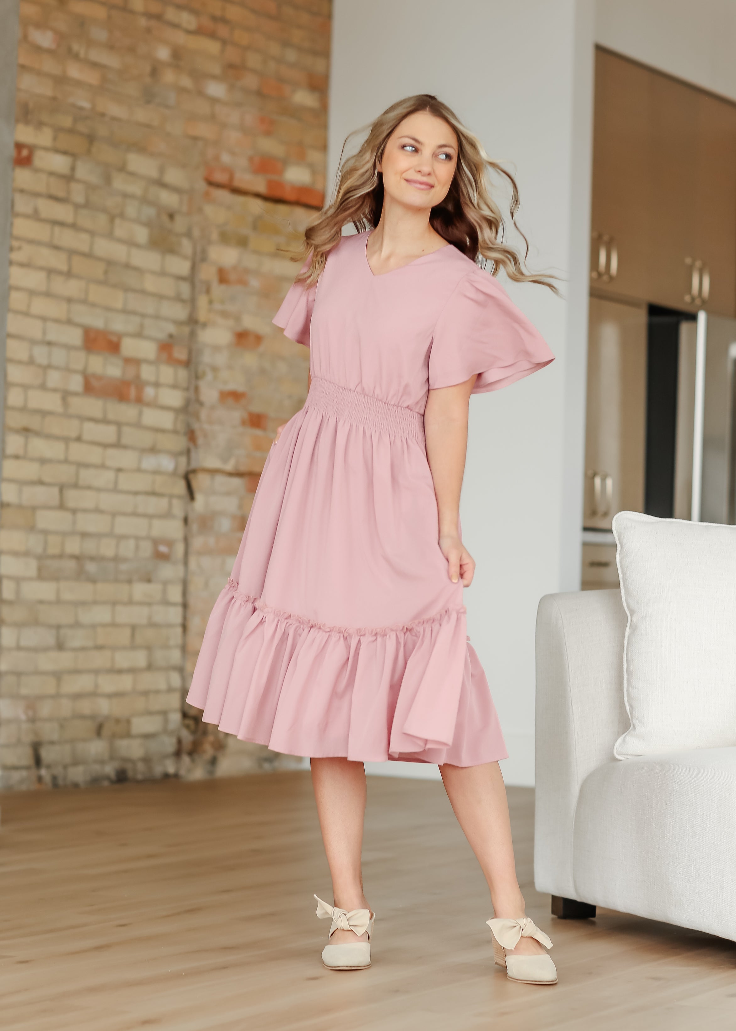 Vestido Midi con Escote en V Sophie