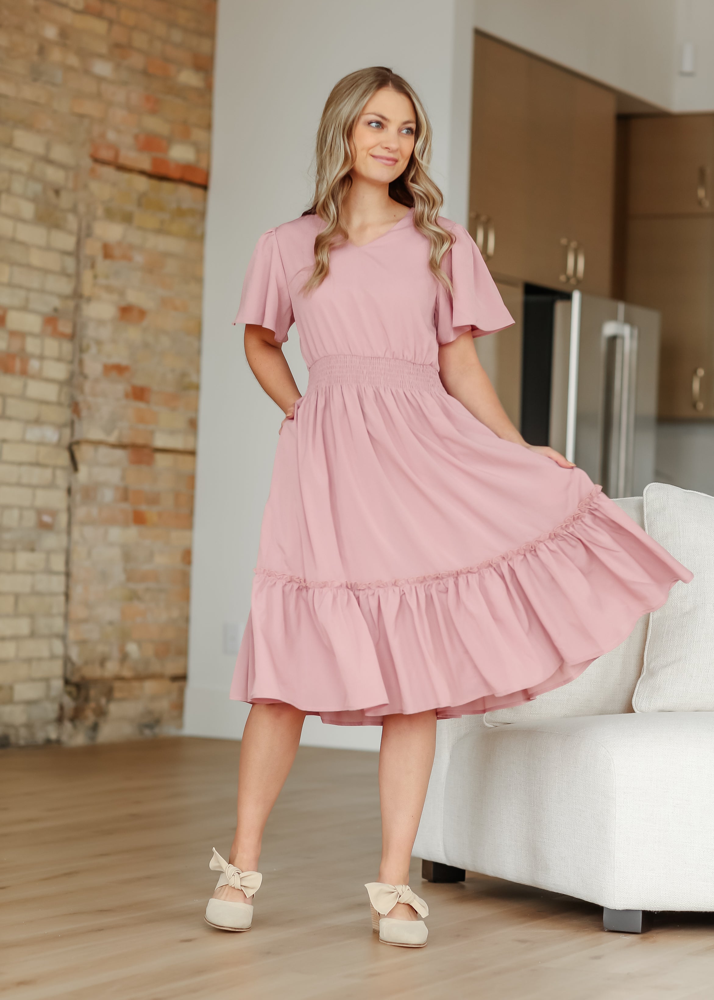 Vestido Midi con Escote en V Sophie